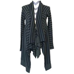 Splendid Thermal Cardigan Womens Size XS Draped Oversized Black Army Green